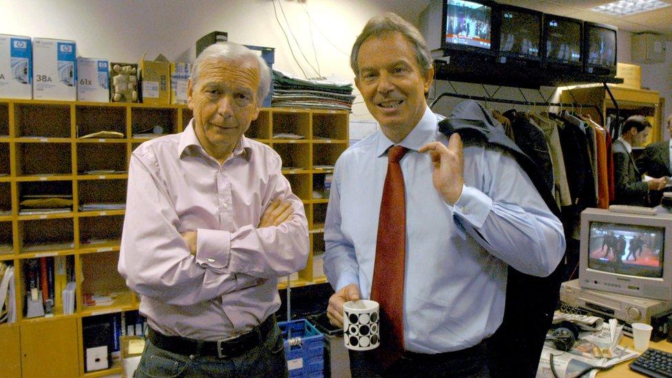 Humphrys after interviewing Tony Blair in 2005