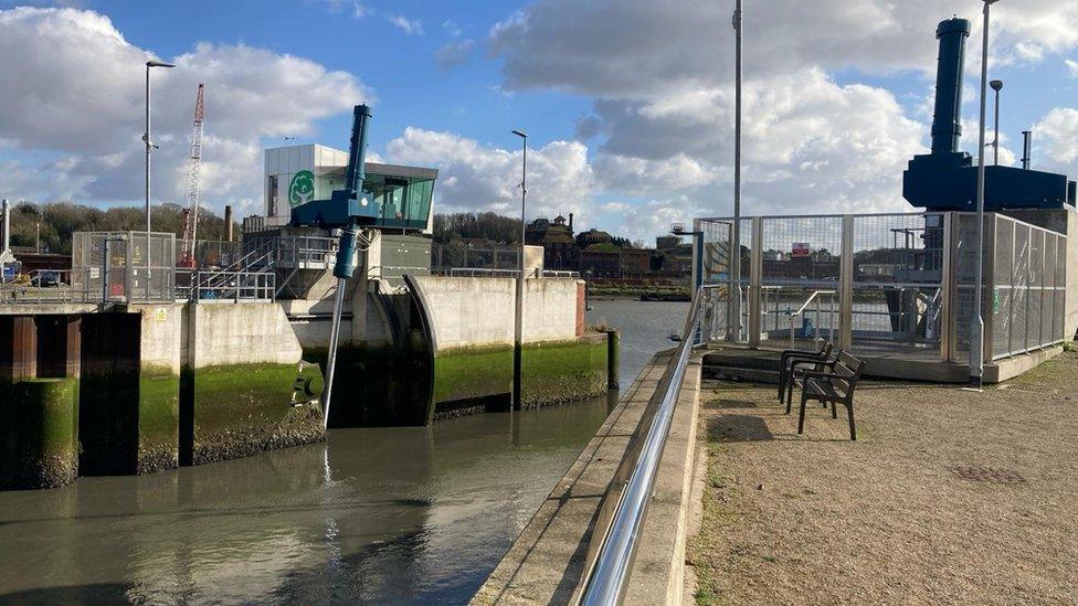 Flood barrier at the Port of Ipswich