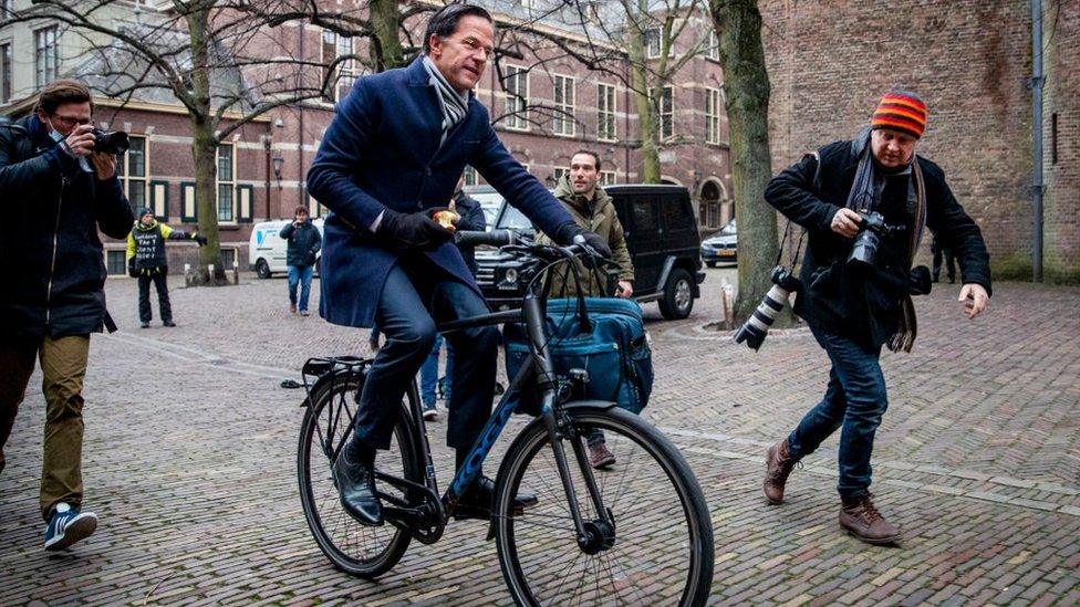 Mr Rutte is one of many Dutch politicians who travel around The Hague by bike