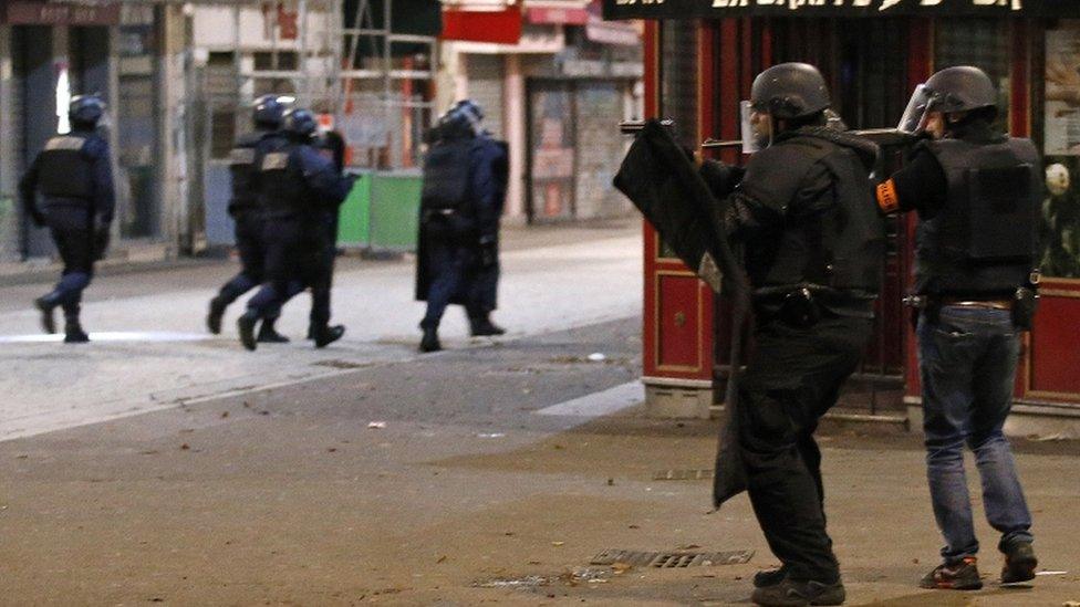 Armed police in Saint Denis