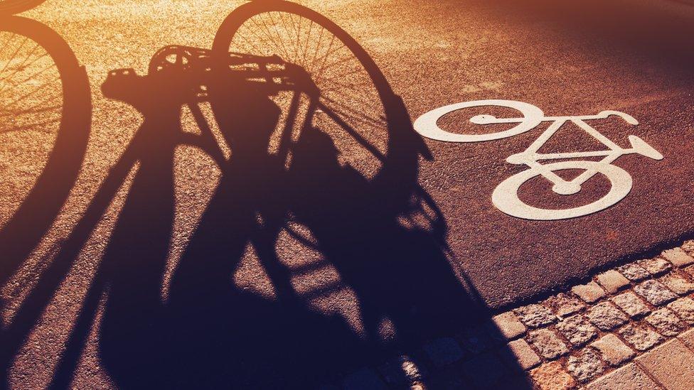 Unidentified cyclist in cycle lane