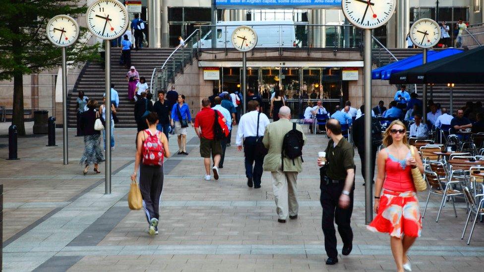 Commuters in Canary Wharf