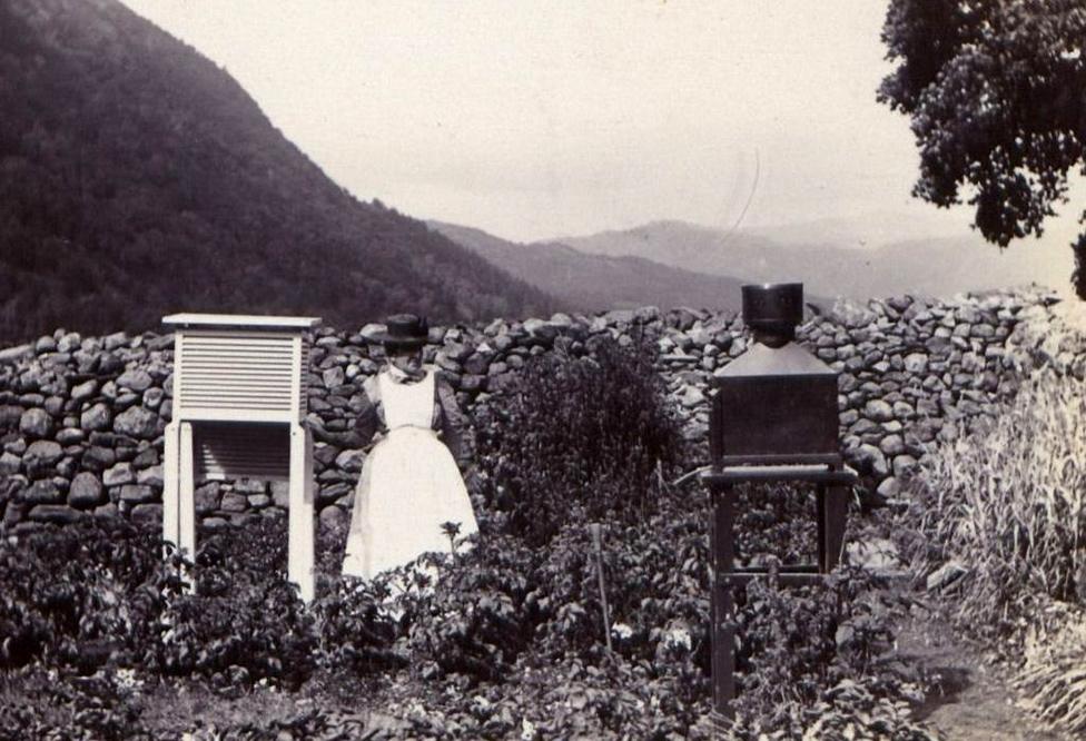 Observations being taken at a rain gauge in Seathwaite on 14 July 1899