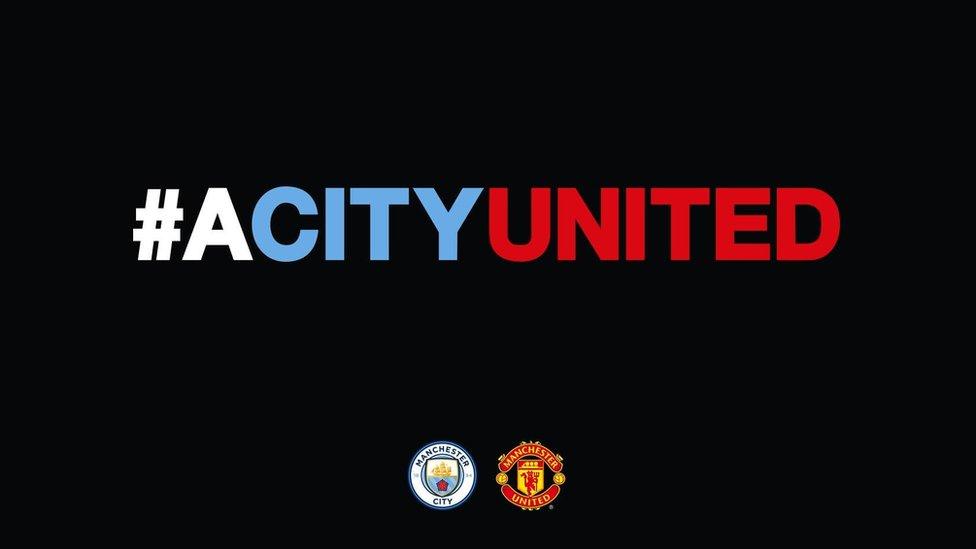 A City United in the colours of Man City and Man Utd.
