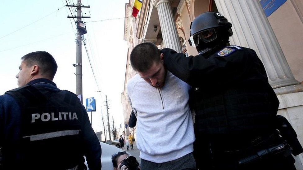 Romanian authorities with Shane O'Brien