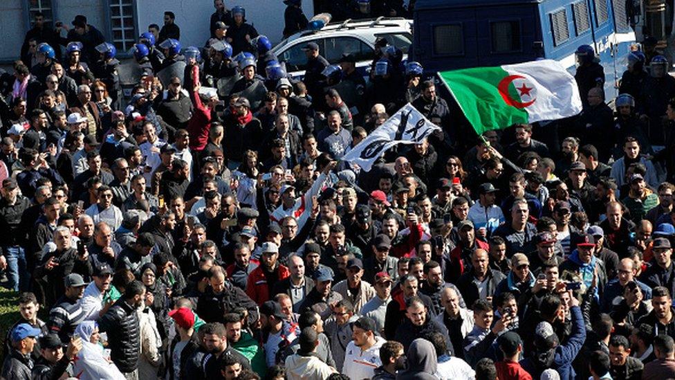 Protestors gather in Algeria's capital Algiers