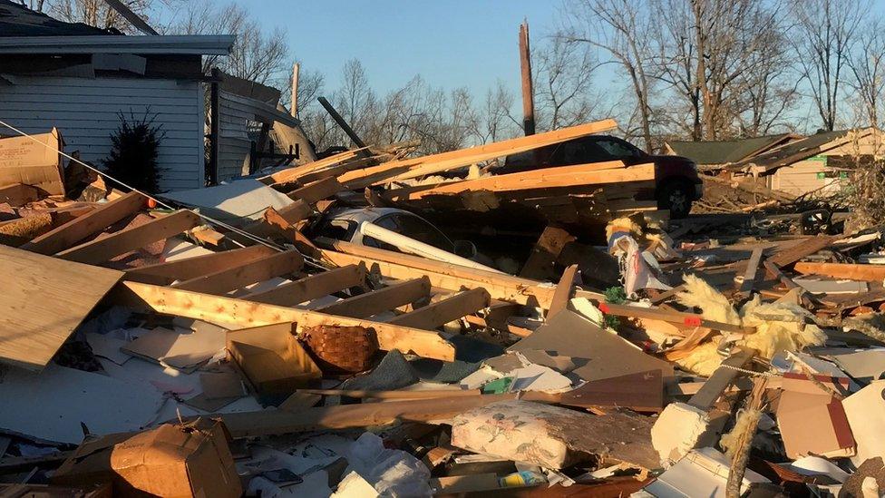 Destruction caused by the tornado in Cambridge Shores