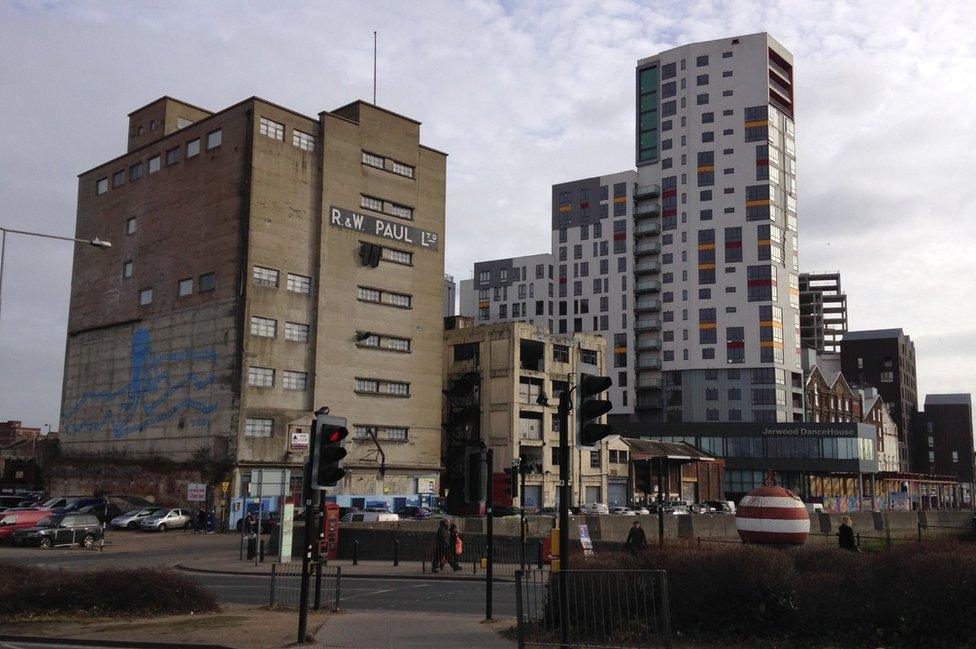 Buildings at the Stoke Bridge end of Ipswich Waterfront