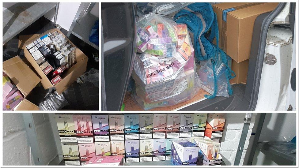 Seized vapes and tobacco