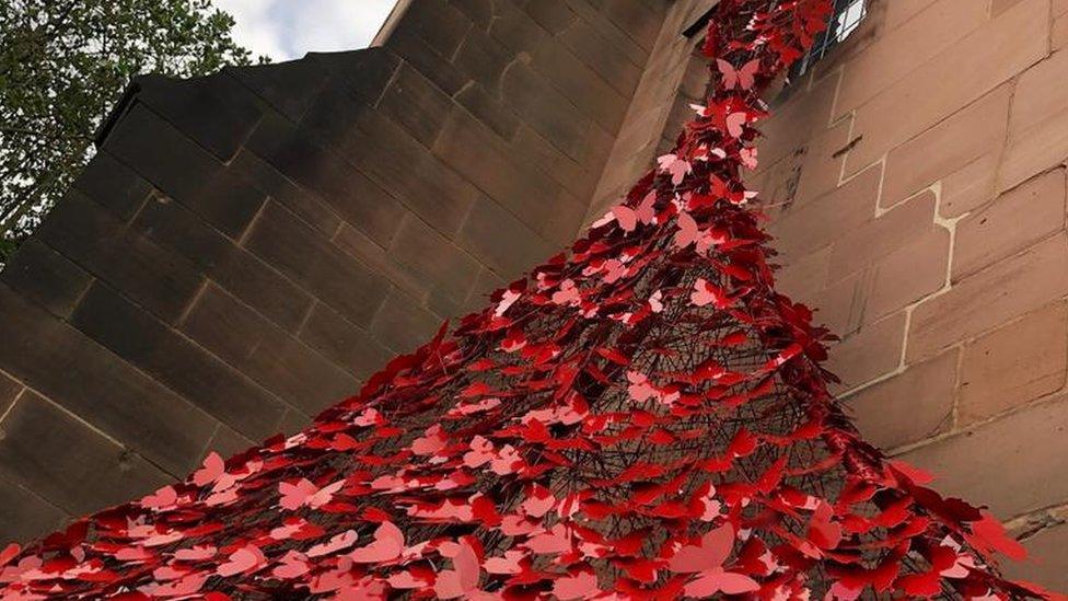 Butterfly installation at Coventry Cathedral