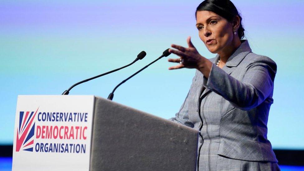 Priti Patel addressing the Conservative Democratic Organisation