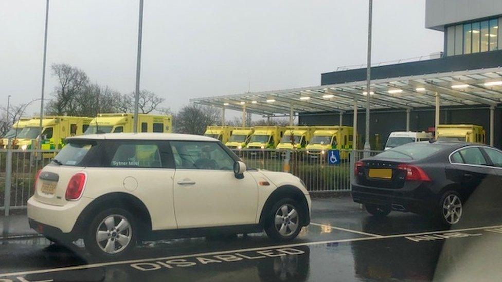 Ambulances outside the Grange hospital