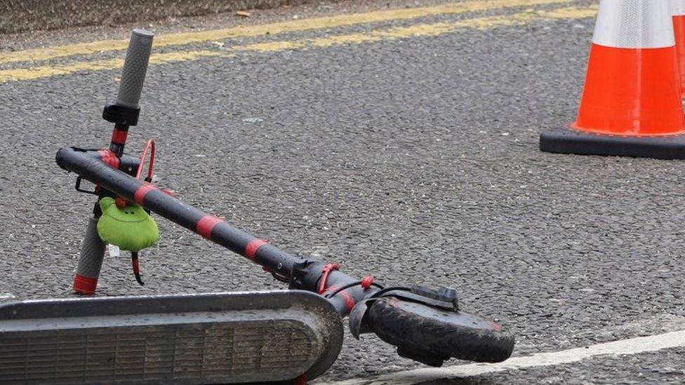 E-scooter lying on ground