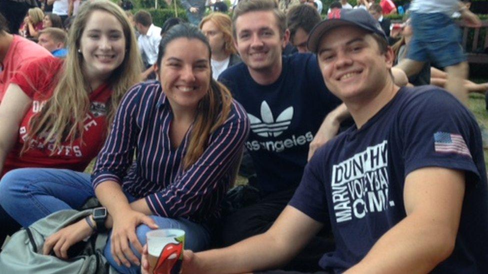 USA supporters in Battersea Park for the semi-final against England