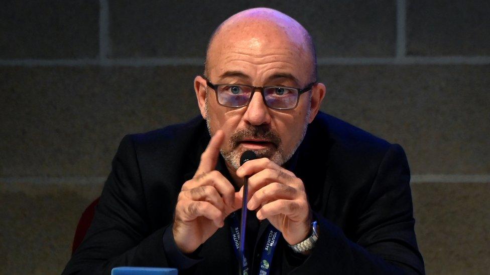 Italy"s Minister for Ecological Transition Roberto Cingolani speaks during the Youth4Climate pre-COP26 conference in Milan, Italy, September 28, 2021