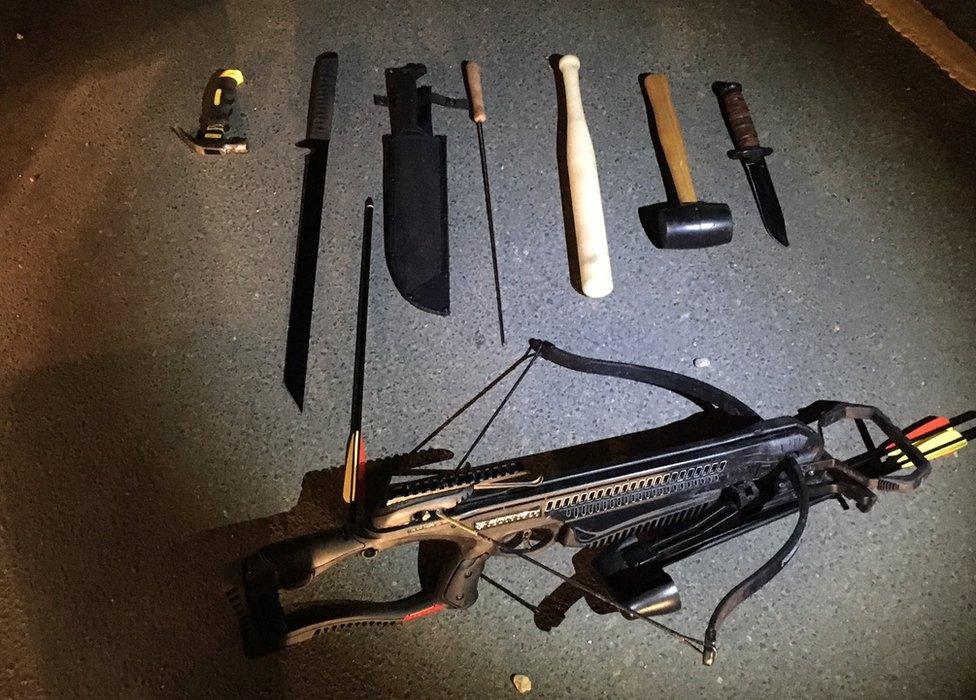 weapons found in car in Colchester