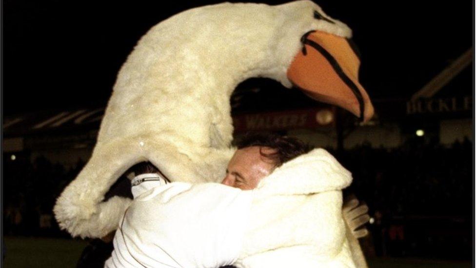 John Hollins and Cyril the Swan