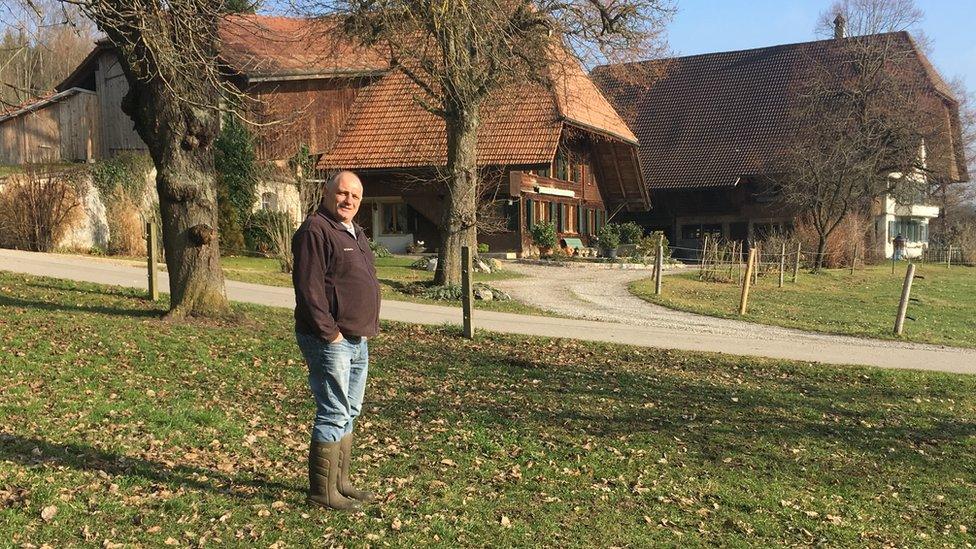 Fritz Bernhard in his farm