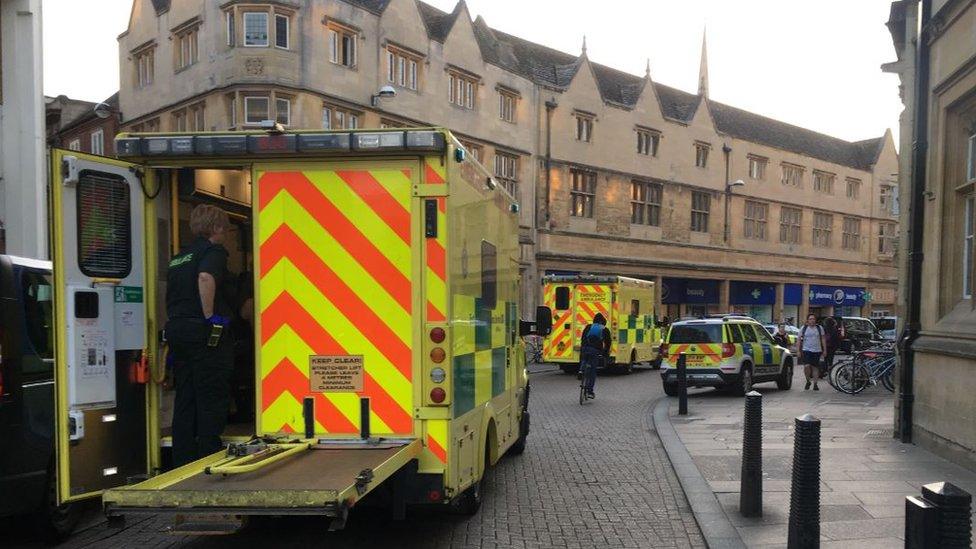 Emergency service vehicles in Cambridge