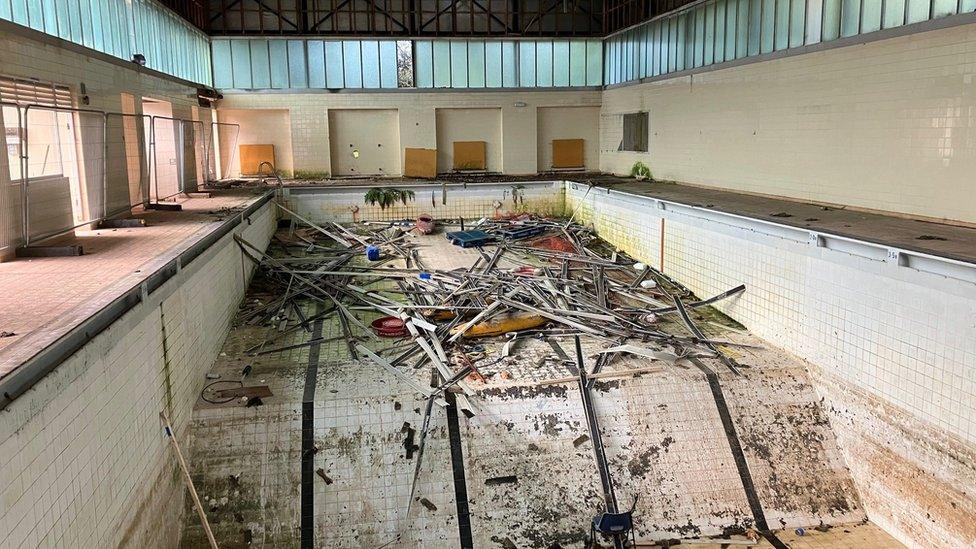 Derelict swimming pool