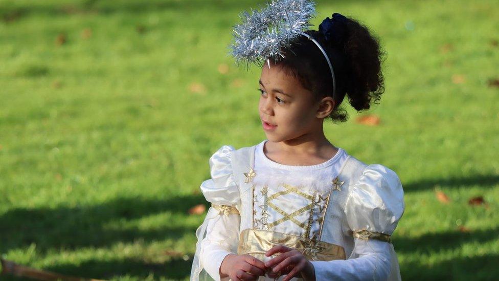 A child performs as an angel in the Sedburgh Prep School nativity