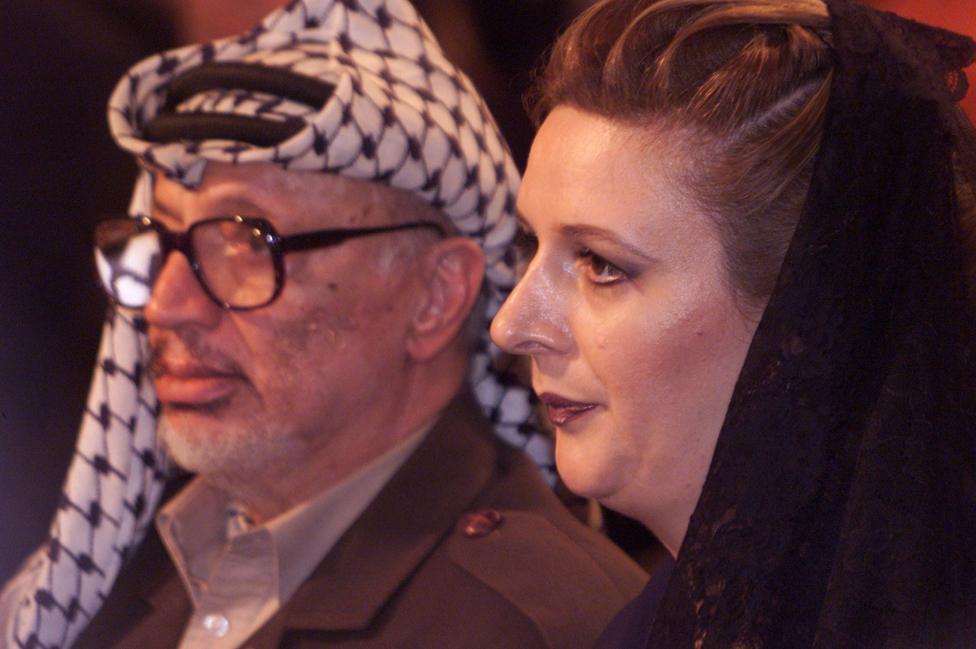 Yasser Arafat - for decades the leader and figurehead of the Palestinian people's struggle for statehood - with is wife, Suha, Raymonda's daughter