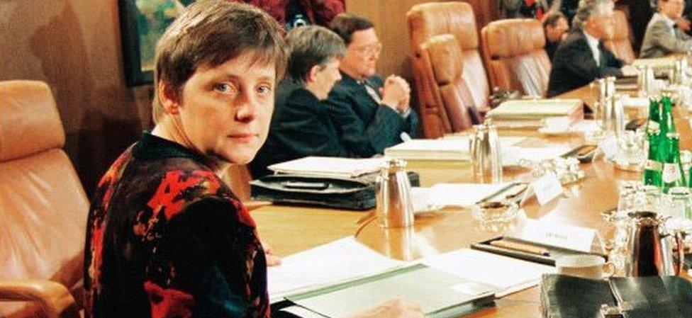 A German government photo of Angela Merkel as women's minister in the early 1990s