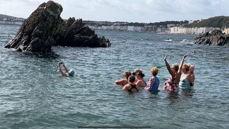 The Manx Bluetits in the sea at Port Jack