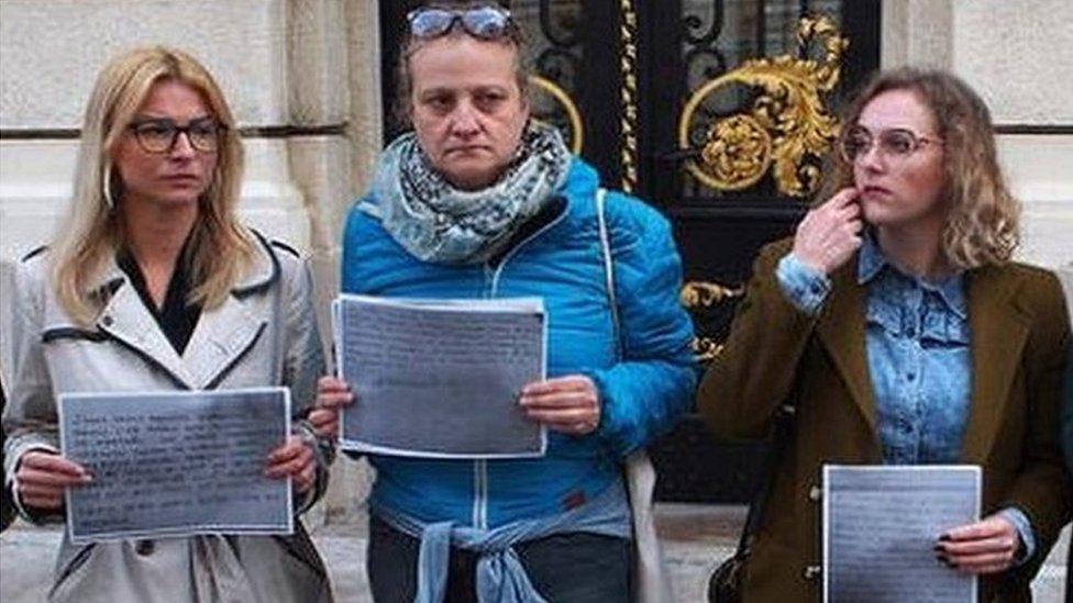 Activists in front of parliament in Zagreb