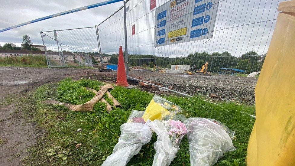 Flowers at construction site