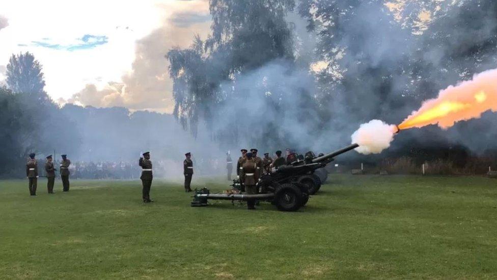 Gun salute in Museum Gardens