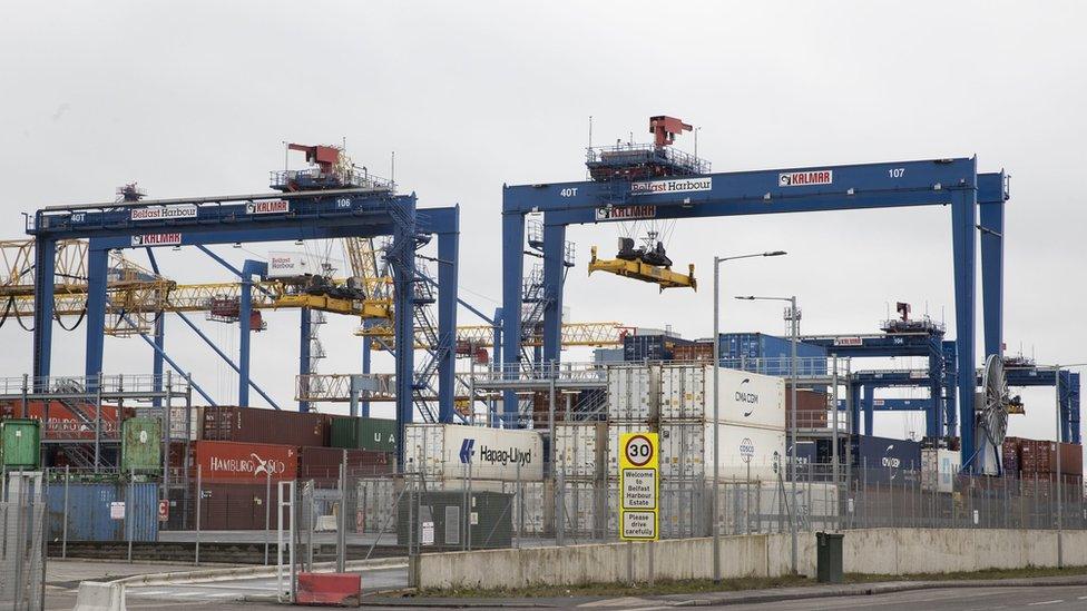 Belfast Harbour shipping cranes