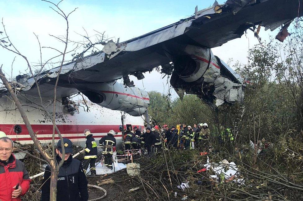 Damaged plane at crash site, 4 Oct 19