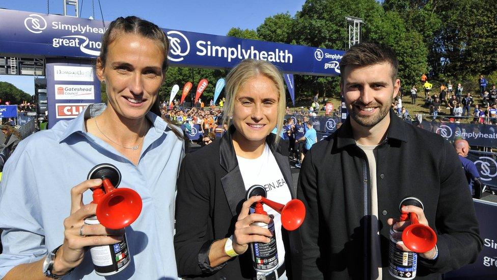 Steph Houghton, Jill Scott, and Mark Wood