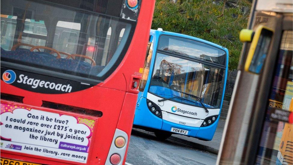 Stagecoach buses in Perth town