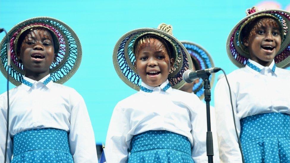 The Basotho Children’s choir perform on stage during the Sentebale Concert at Kensington Palace on June 28, 2016 in London, England. Sentebale was founded by Prince Harry and Prince Seeiso of Lesotho over ten years ago. It helps the vulnerable and HIV positive children of Lesotho and Botswana