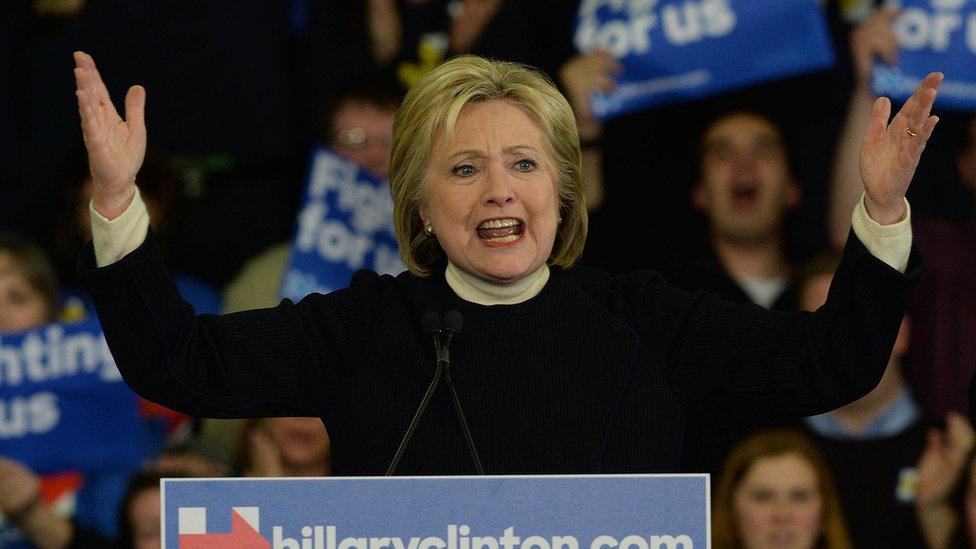 Democratic presidential candidate, former Secretary of State Hillary Clinton speaks during her primary night gathering at Southern New Hampshire University on February 9, 2016 in Hooksett, New Hampshire