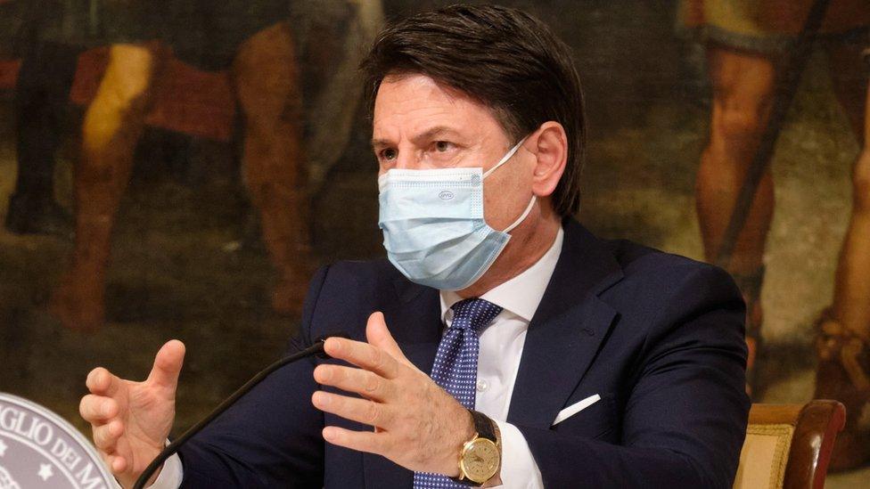 Italian Prime Minister Giuseppe Conte speaks during the press conference to announce the anti-covid rules that will regulate Christmas holidays, in Rome, Italy, 18 December 2020.