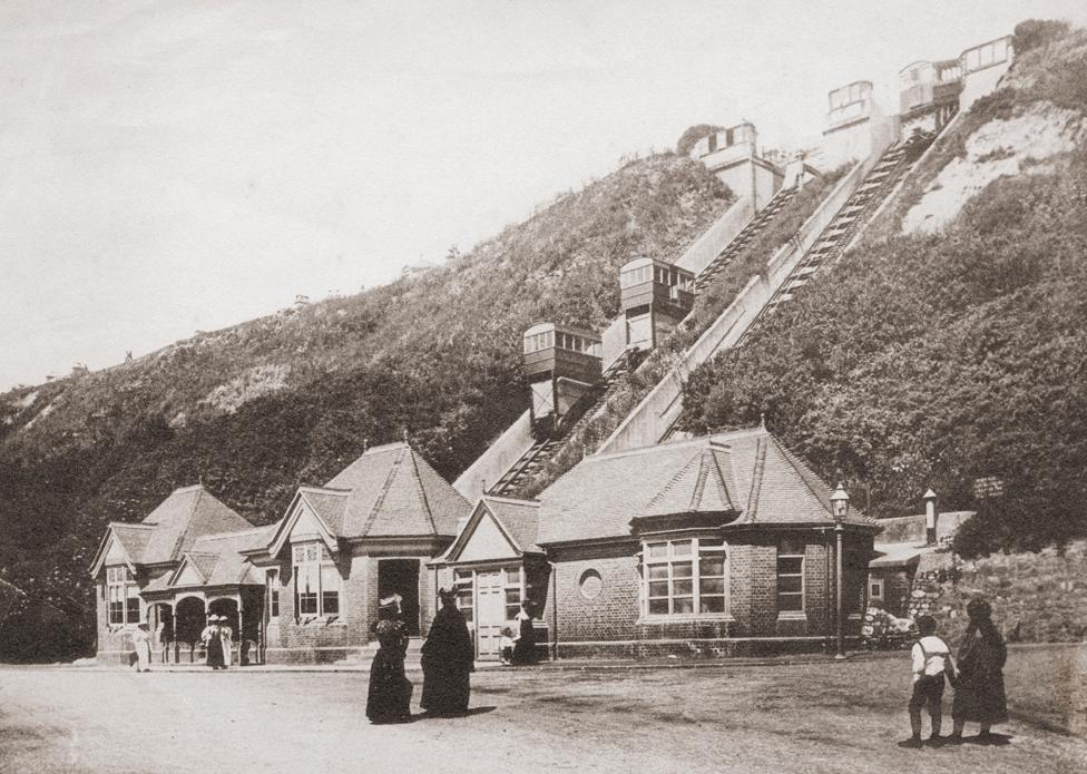 Folkestone's funicular railway in Victorian era