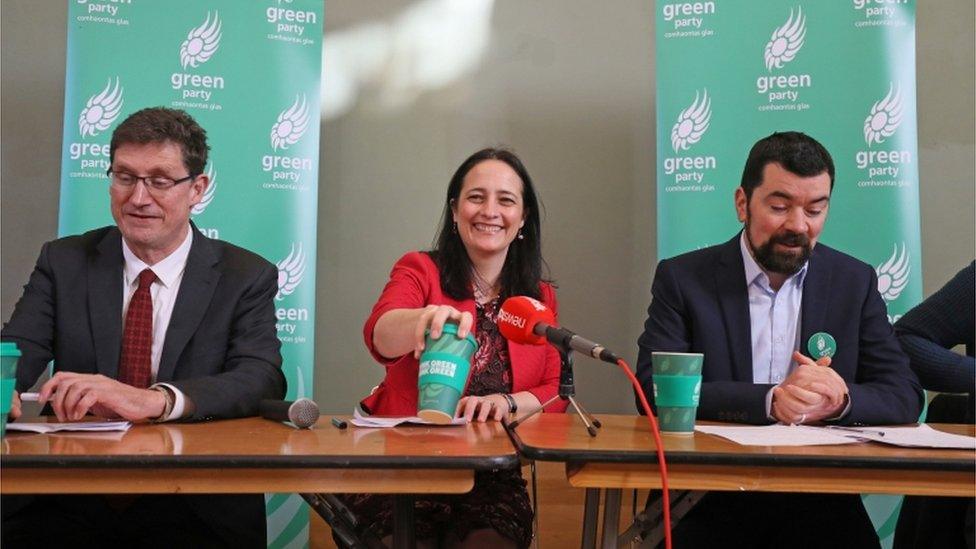 Green Party politicians at a press conference