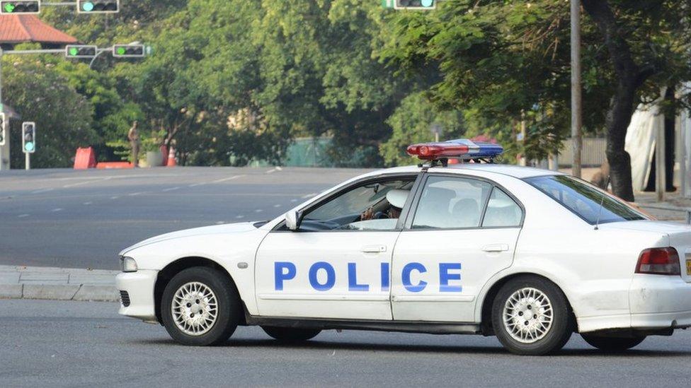 A Sri Lankan Police Vehicle seen in near Colombo, Sri Lanka, on 21 March 2020