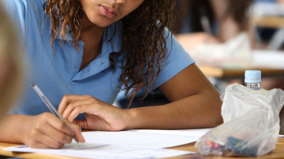 girl sitting exam