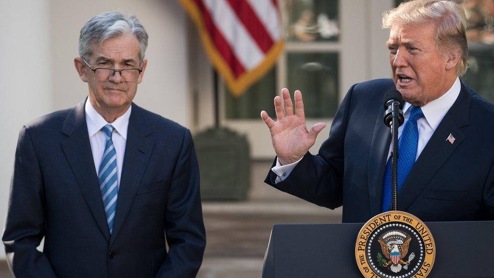 Jerome Powell and Donald Trump