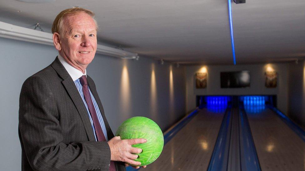 Graham Wildin holding a bowling ball