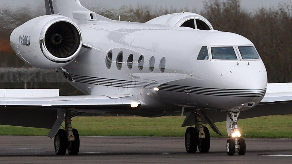 Private jet with Shaker Aamer on board