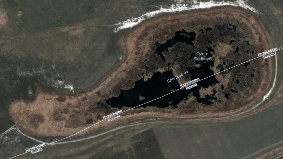 Satellite view of Lake Sladkoye