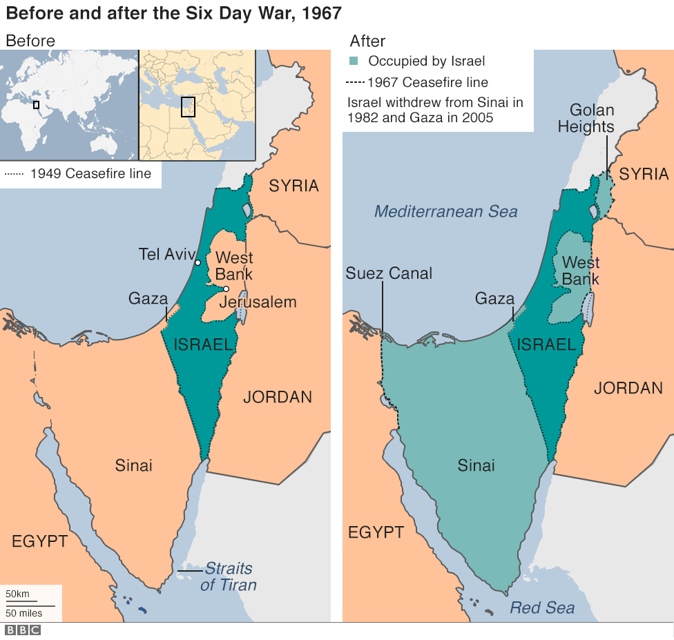 Region before and after the Six Day War