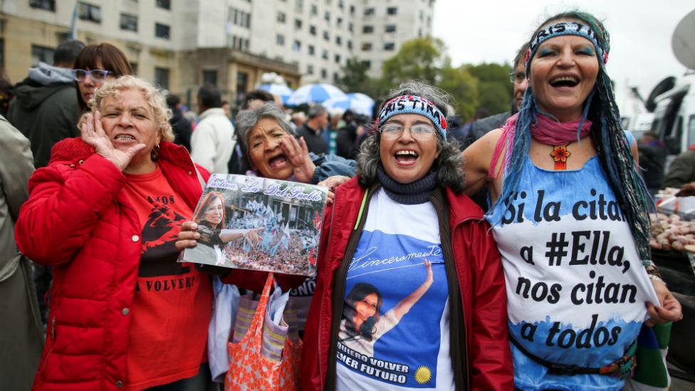 Supporters outside the courtroom