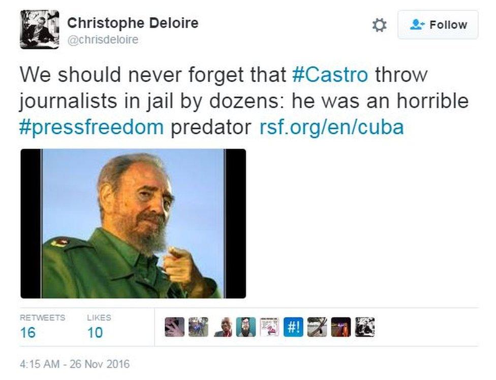 A tweet from Christophe Deloire, secretary general of the press freedom group Reporters Without Borders