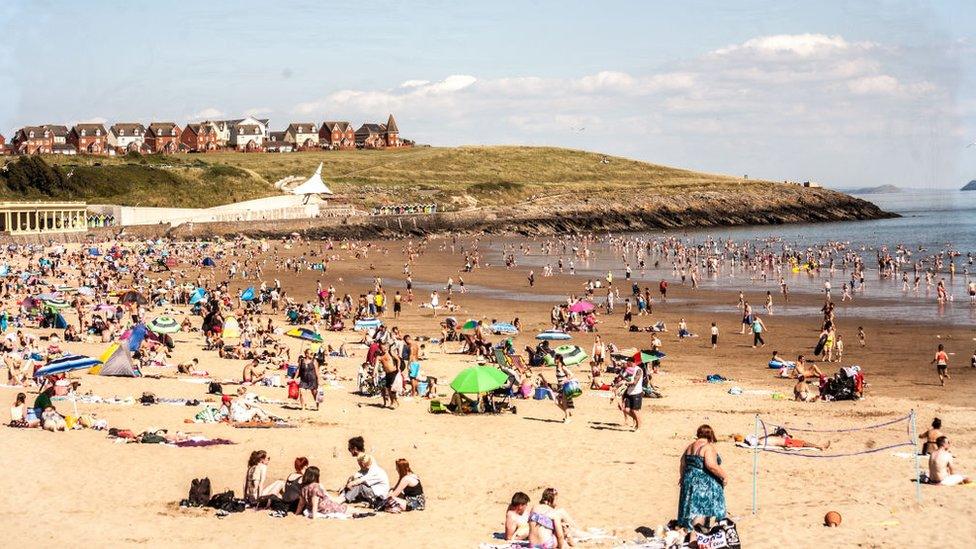 Barry Beach in the sunshine